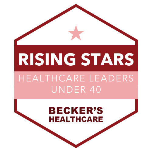 Logo displaying: Rising Stars, Healthcare Leaders under 40. Becker's Healthcare.