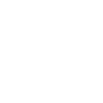 White heart with a black medical cross in the center, symbolizing first aid and health care.