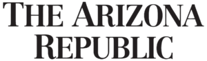 Logo of The Arizona Republic newspaper in a bold serif font on a dark background.